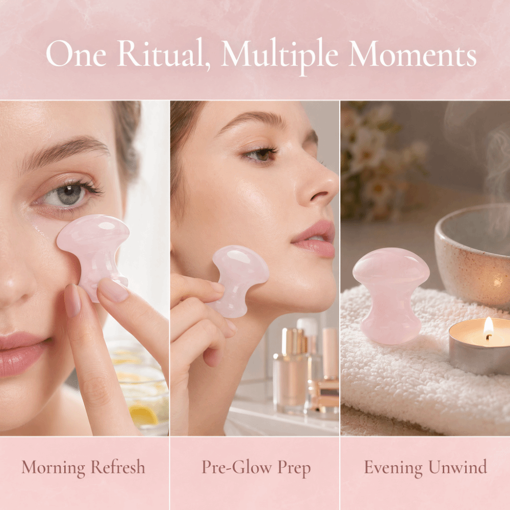 Gua Sha Tool Rose Quartz - Kristall-Rosenquarz-Massagestein, Rosa Quarz-Kristall Gua Sha Werkzeug,