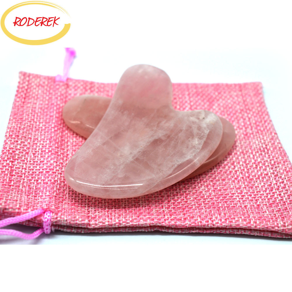 Gua Sha Tool Rose Quartz - Jade Guasha Platte Natürliche Rose Quarz